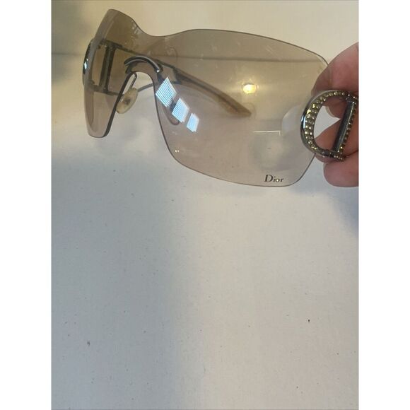 VINTAGE CHRISTIAN DIOR DIORLY 1 OVERSIZED SHIELD SUNGLASSES MADE IN ITALY Clear - Picture 14 of 16
